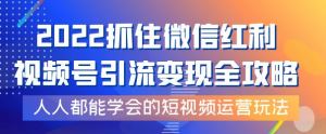视频号引流变现全套课程，超简单短视频运营玩法-暗冰资源网