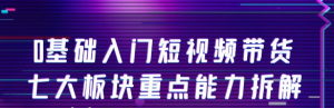 短视频带货教程：0基础入门短视频带货，七大板块重点能力教学-暗冰资源网