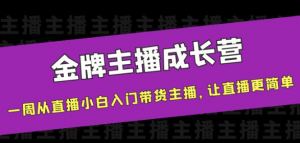 金牌主播成长课程，一周从直播小白入门带货主播，让直播更简单-暗冰资源网