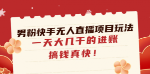 快手无人直播男粉变现项目：稳定一天四位数的进账-暗冰资源网